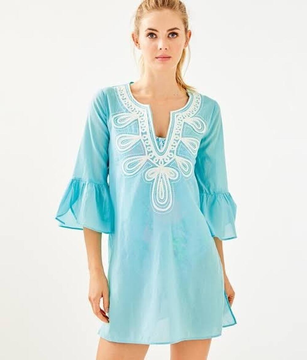Lilly Pulitzer Piet Coverup Dress Light Aqua Medium New w/Tag RT $128